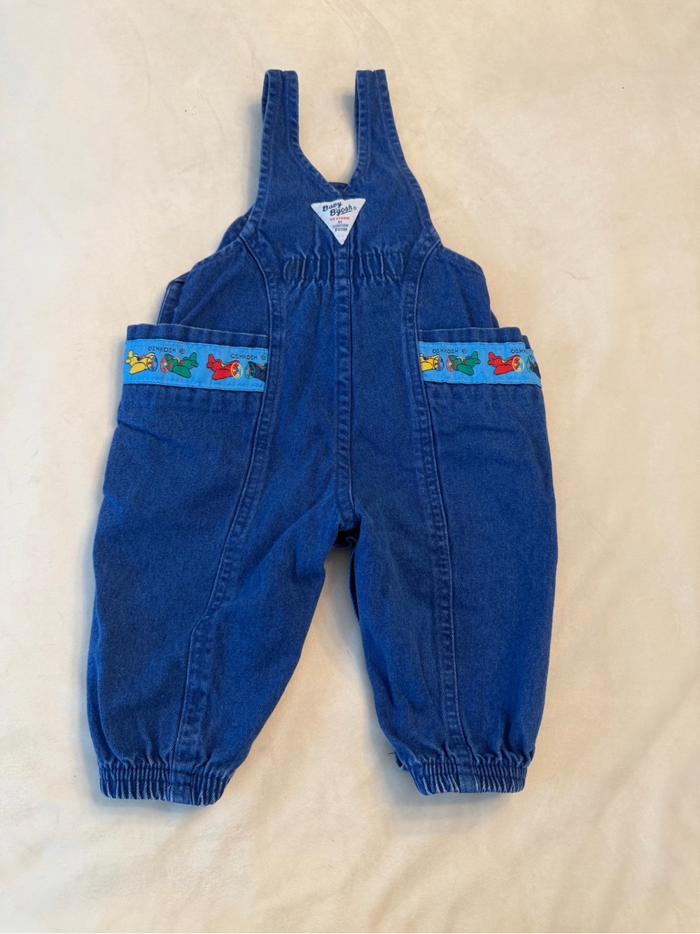 Vintage! OshKosh B’Gosh Denim Baby Overalls with Airplane Trim, sz 6-9months - Picture 8 of 12